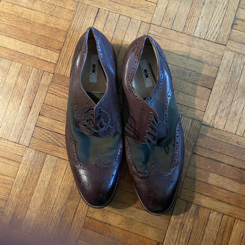 Joseph Abboud Brown and Green Oxford Derbys with Brogue Detailing